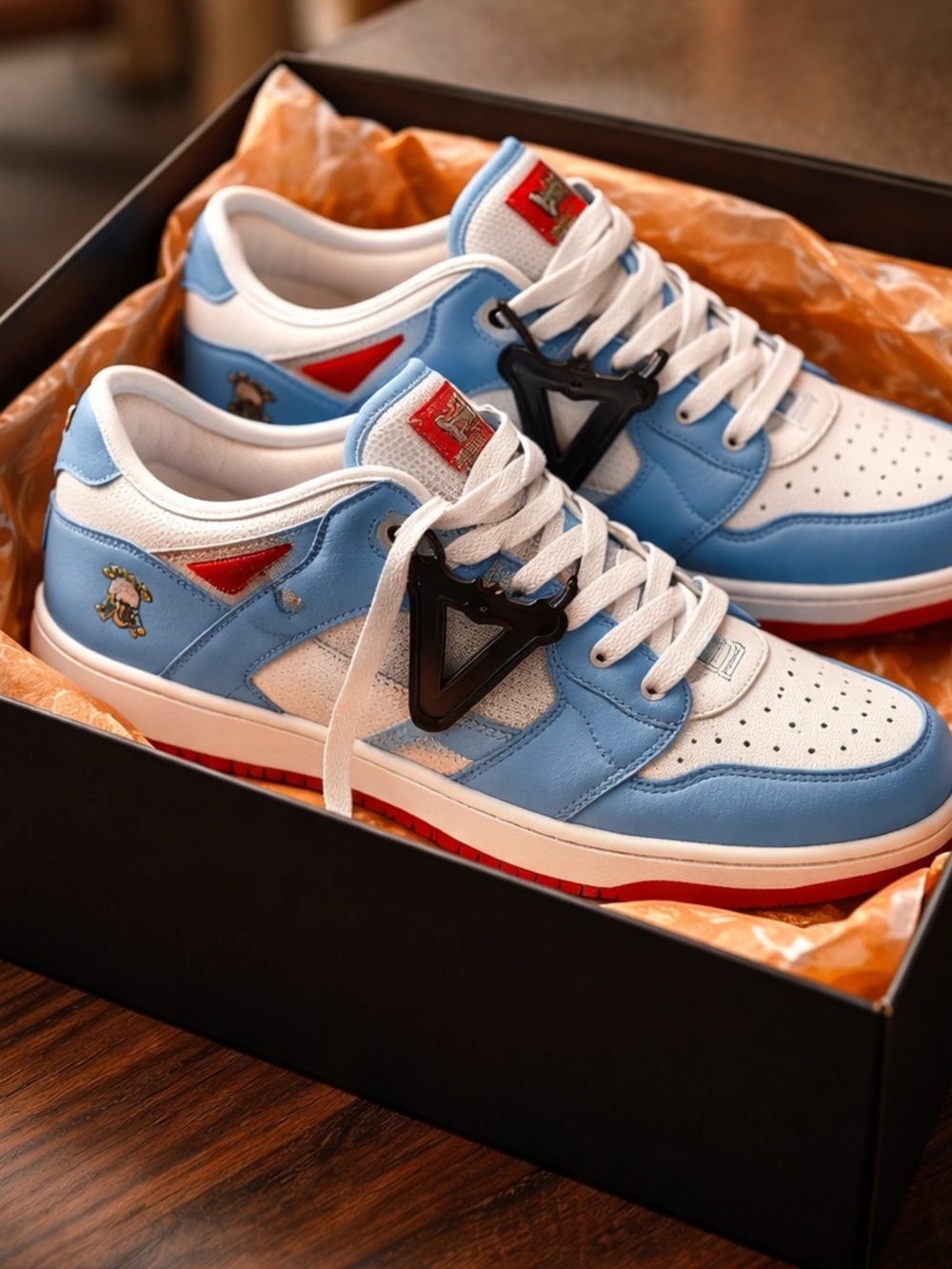 Men's Low-Top BRAND X (HOMERUN) Sneakers in Sky Blue/white/red size 8.5/M 10/W